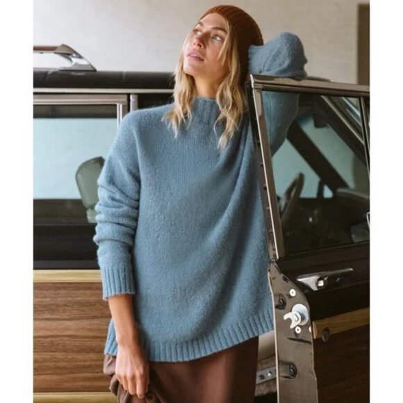 Jenni Kayne Alpaca Mockneck Pullover Vintage Blue - Picture 3 of 8